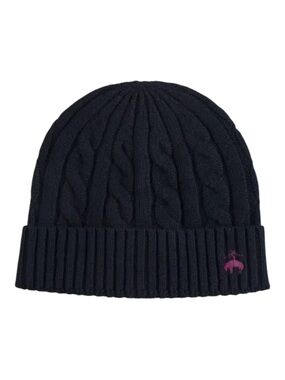 Brooks Brothers Cashmere Blend Classic Cable Hat, Black, NWOT